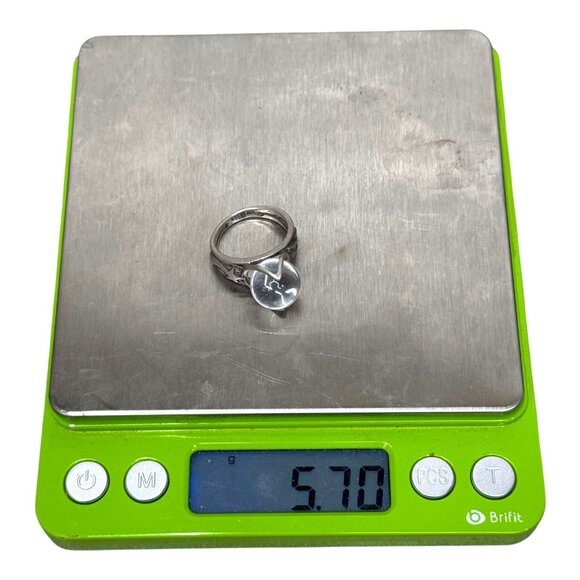 Vintage Sterling Silver Rock Crystal Pools Of Light Ring Shooting Star Size 5.25 - Picture 7 of 10